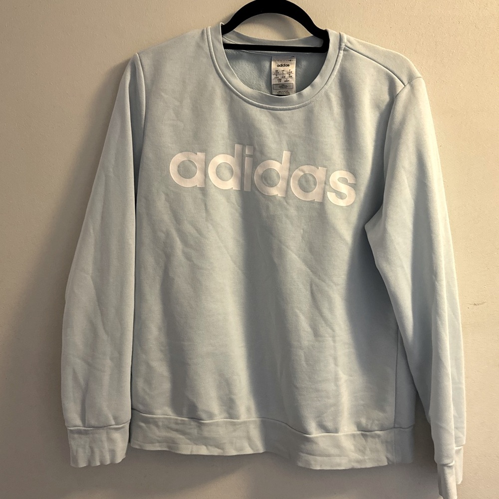Adidas light blue crew neck sweatshirt